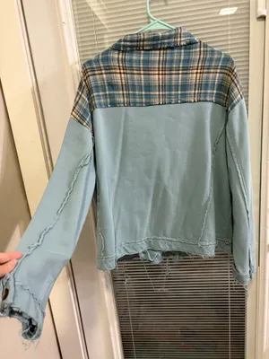 Ladies Sz small oversized POL brand Plaid shacket thumbnail 2