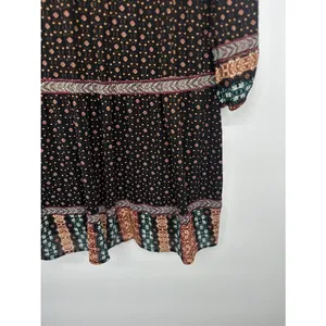 Style &‎ Co Dress Large Black Boho Embroidered Beaded Boho Peasant Dress Flowy thumbnail 4