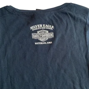 Harley Davidson Y2K studded henley long‎ sleeve Silver Eagle dealership size XL thumbnail 7