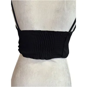 Zara Y2K Corset Bra Crop Black Top Size M Spaghetti Strap Ruched Back Gothic thumbnail 2