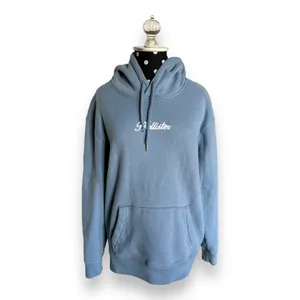 Hollister Womens Hoodie Sz XS Blue Cursive Logo Solid Kangaroo Pocket Drawstring thumbnail 3