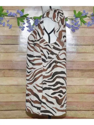 Cabi Ladies Brown Zebra Tiger Print V-Neck Cap Sleeve Blouse Top Size S Chiffon thumbnail 4