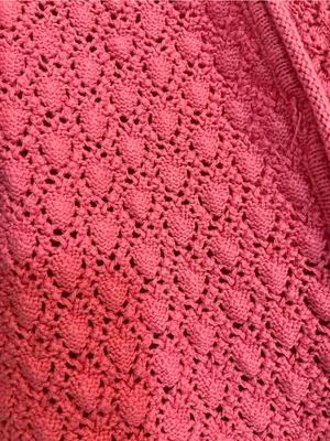 Vintage Pink Knit Button front Cardigan cotton women’s size medium chunky thumbnail 5