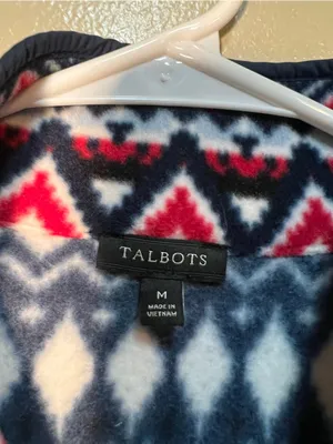 Talbots Women's Size Medium Fair Isle‎ Polar Fleece Jacket Navy Blue Full Zip thumbnail 10