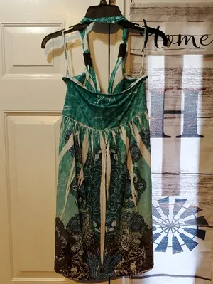 Ingear Teal Green and White Halter Mini Dress thumbnail 3