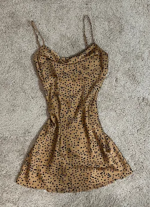 Spotted Silk Dress Tan thumbnail 1