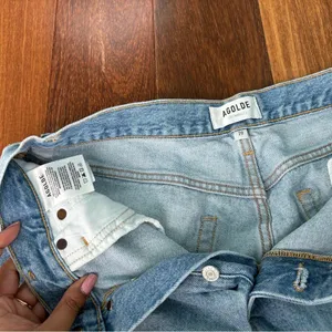 Agolde Faded Blue Frayed Jean Shorts thumbnail 3