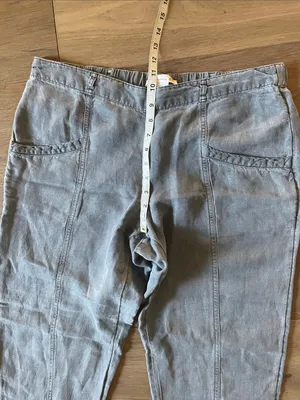 C&C California Linen Lyocell Cropped Pull On Pants Gray Size Large thumbnail 4