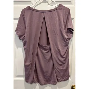 Under Armour HeatGear Women‎ Large Mauve Open Back Short Sleeve Training T-Shirt thumbnail 5