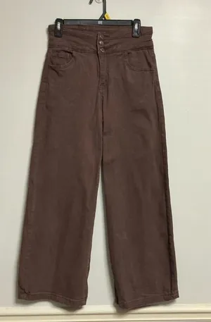 Roswear Wide Leg Pants Size M Brown High Waist thumbnail 1