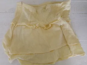 Edikted Pastel Yellow Smocked Ruffle Tube Top thumbnail 3