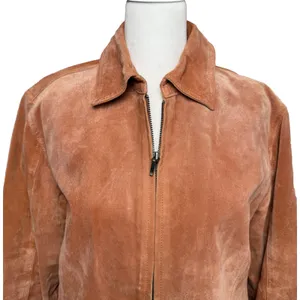 Chico's Women's Suede Leather‎ Jacket Zip Front Size Small Fitted Western Peachy thumbnail 2