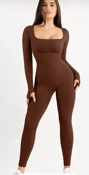 Shape-Wear Jumpsuit Square Neck Long Sleeve Butt Lift Size S - NWOT thumbnail 1