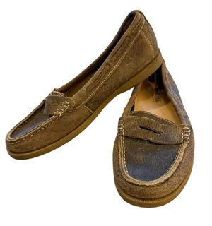 BED STU Tan Brown Distressed Leather Penny Loafers Moccasins 7 thumbnail 1