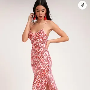 Lulus Calling My Spirit Red Satin Print Midi Slip Dress Cottagecore Size L‎ thumbnail 11