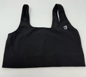 Peloton Dark Grey Ribbed Sports Bra Medium/Large Cycle Athletic Athleisure thumbnail 1