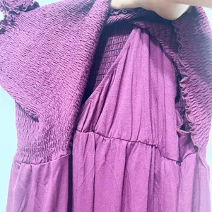 Nursing Queen fuchsia purple smocked nursing maxi dress Size 2X thumbnail 4