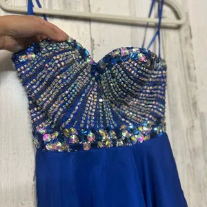 Anny Lee Blue Strapless Rhinestone Skater Dress XS Prom Homecoming Party Dress thumbnail 8