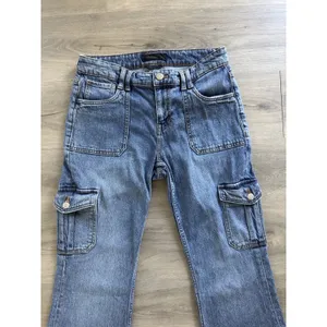 Aeropostale Jeans Womens 8R Blue Mid Rise Flare Cargo UtilityPockets Y2K Logo thumbnail 4