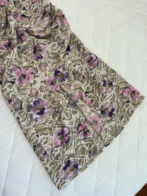 H&M Floral Ruched Midi Dress Bodycon Long Sleeve V Neck Boho Romantic Size XS thumbnail 8