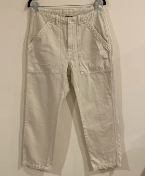 Cream Colored Denim Jeans Size Medium thumbnail 1