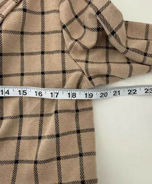 Maurices Plaid Duster Blazer Tan & Black Open Front Collared thumbnail 7