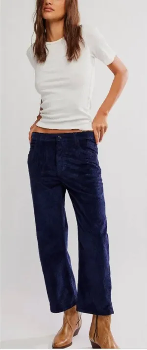 FREE PEOPLE NWT We The Free Deep Trance Dropped Corduroy Jeans / Deep Seas thumbnail 1