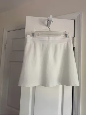 Sunday Best Aritzia White Waffle Knit Drawstring Mini Skirt S thumbnail 8