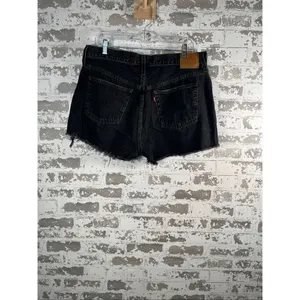 Levi’s | women black button fly denim shorts distressed thumbnail 10