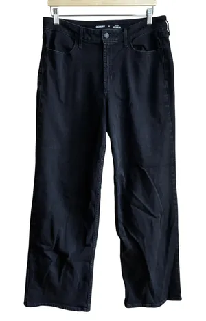 Old Navy Wow Wide Leg High Rise Jeans 14 Black Womens Stretch Denim thumbnail 1