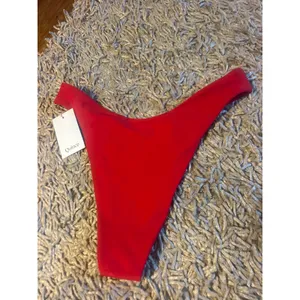 QUINCE Italian High Leg Bikini Bottom MINIMALIST Swimsuit Cherry Red Sz Large L thumbnail 5