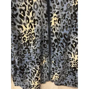 Quacker Factory Blue Leopard Print Full Zip Up Hoodie Size M Sparkle Embellished‎ thumbnail 4