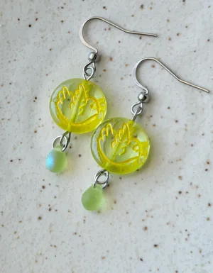 Handmade quality unique rare Czech glass bird beads fairy boho fairy whimsy style earrings🌿✨ thumbnail 4