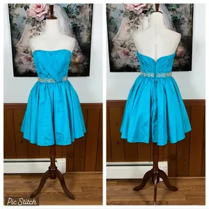 Pretty Mori Lee Vibrant Blue Taffeta Prom Dress! thumbnail 2