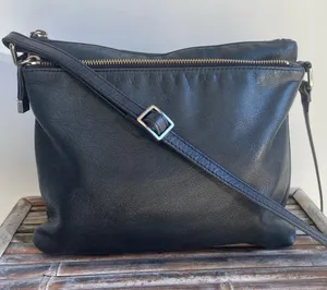 Margot black leather crossbody bag purse Classic minimalist fall winter classic thumbnail 1