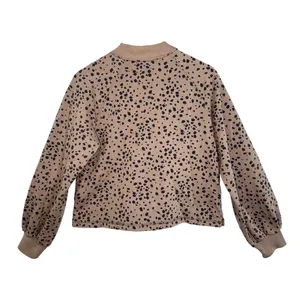 Abercrombie & Fitch Brown Tan Black Animal Print Cropped Sweatshirt Women Size M thumbnail 2