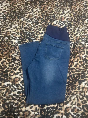 Maternity Blue Denim Jeans with Navy Overband thumbnail 2