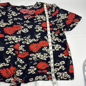 Madewell Black and Red Tie Front Blouse with Peter Pan Collar thumbnail 4