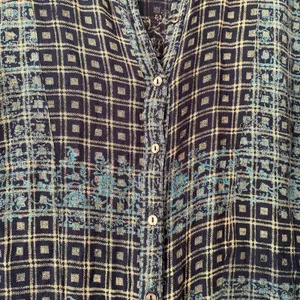 Free People Blue Plaid Button Down Shirt Tunic Western Boho Women's size XS thumbnail 4