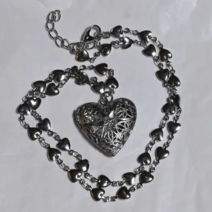Chic Silver Heart Charm Locket Necklace for Picture valentine love partner child thumbnail 5