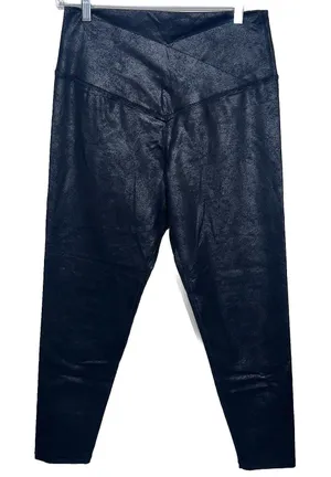 OFFLINE by Aerie‎ The Hugger Leggings Women XL Navy Blue Crackle Metallic Cross thumbnail 1