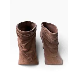 Tory Burch 8.5 Suede Ankle Boots Tan Slouchy Stiletto Gold Buckle Booties thumbnail 5