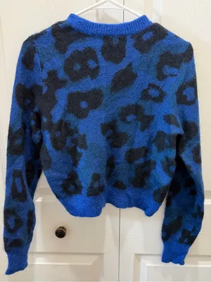 Rag & Bone Blue Leopard Print Mohair Sweater Size Small thumbnail 3