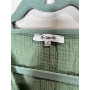 Madewell Women Sz Med Sage Green Peasant Boho Babydoll Top Cotton Gauze thumbnail 3