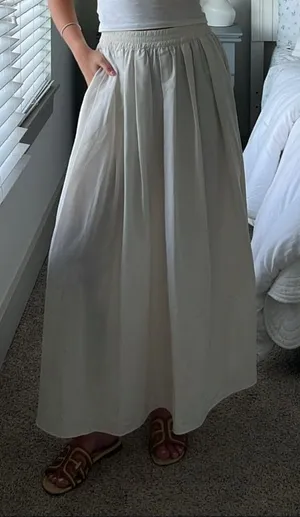 Zara Cream Gathered Waist Maxi Skirt thumbnail 1
