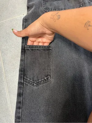 Edikted Black Wide Leg Carpenter Jeans with Front Patch Pockets thumbnail 3
