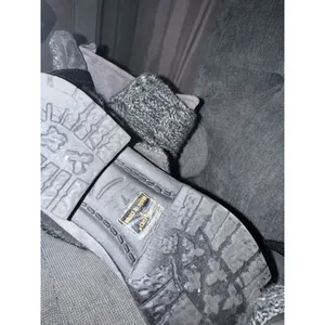 Muk Luks Knit Cuff Boots Womens 7 Grey Cable Knit Ribbon Lug Sole Mid Calf thumbnail 5