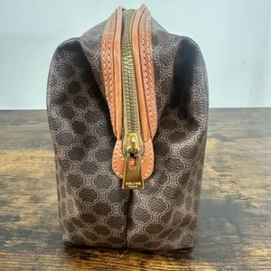 Celine Brown Macadam Toiletry Bag Made In Italy Travel Cosmetic Case Unisex thumbnail 8