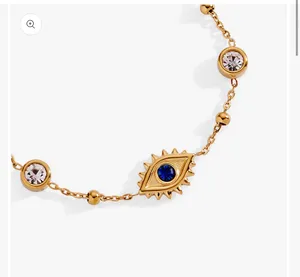 ALEX AND ANI Evil Eye Crystal Stone Chain Bracelet-Gold thumbnail 2