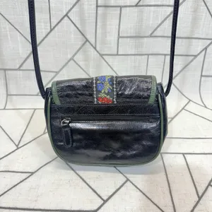 Boho Picard Embroidered‎ Crossbody Bag Black Green Floral Heart Festival Purse thumbnail 3